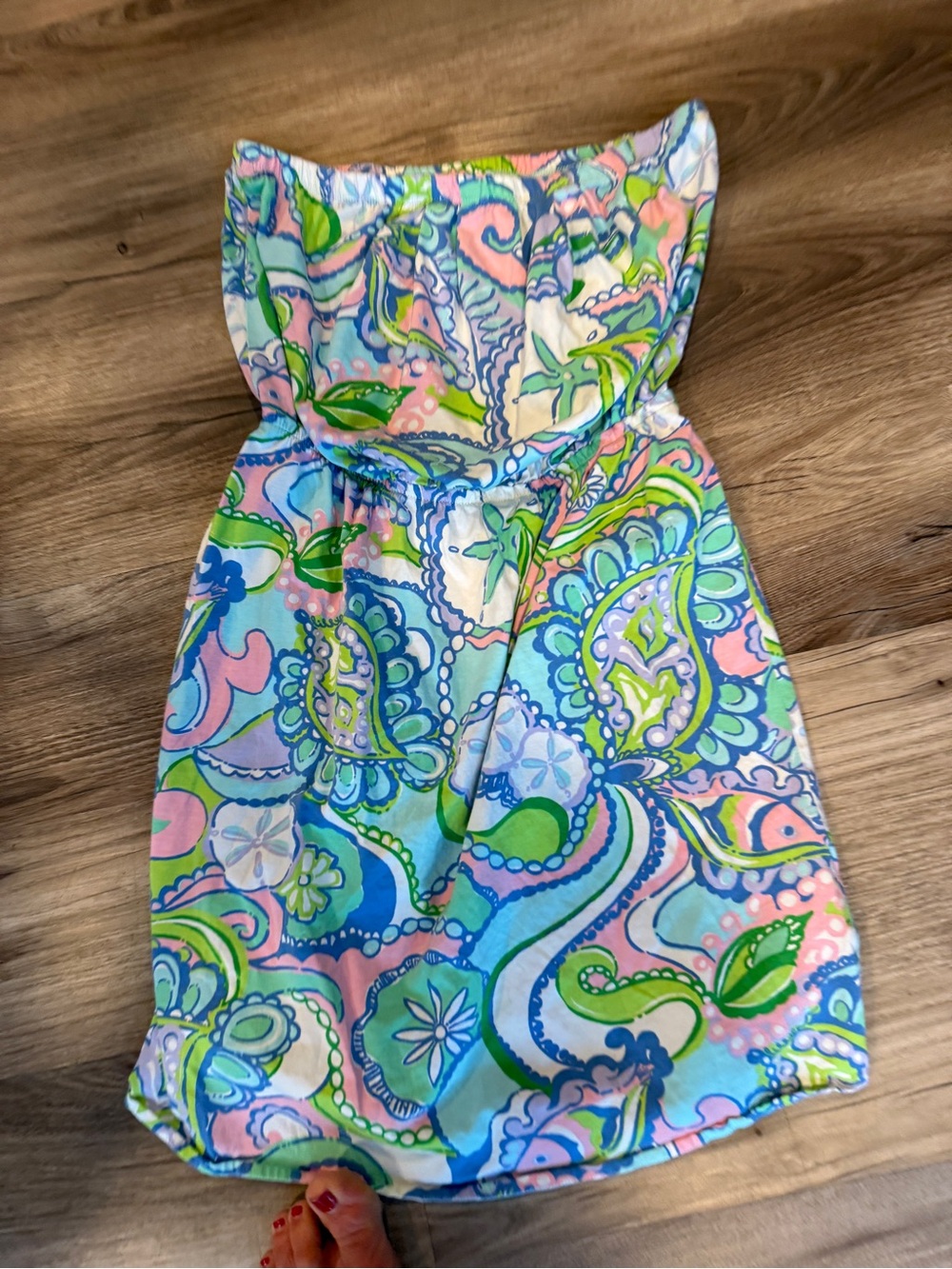 Lilly Pulitzer Windsor Strapless Dress Multi Conch Republic Pull On Size M - Picture 2 of 5